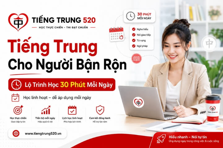 Tiếng Trung Cho Người Bận Rộn: Lộ Trình Học 30 Phút Mỗi Ngày 1 tieng trung cho nguoi ban ron