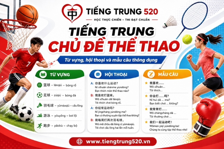Tiếng Trung chủ đề thể thao: Từ vựng, hội thoại và mẫu câu thông dụng 1 tieng trung chu de the thao