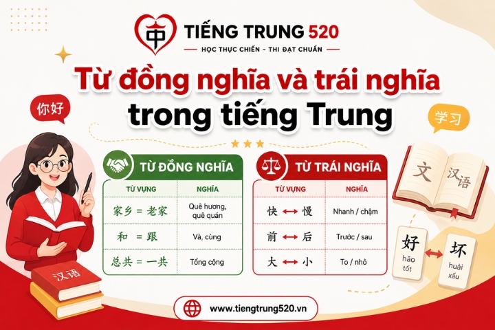Từ đồng nghĩa và trái nghĩa trong tiếng Trung: Tổng hợp dễ nhớ 1 tu dong nghia va trai nghia trong tieng trung