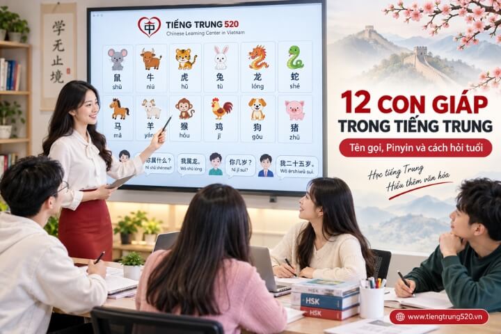 12 con giáp trong tiếng Trung: Tên gọi, Pinyin và cách hỏi tuổi 1 con giap trong tieng trung 1