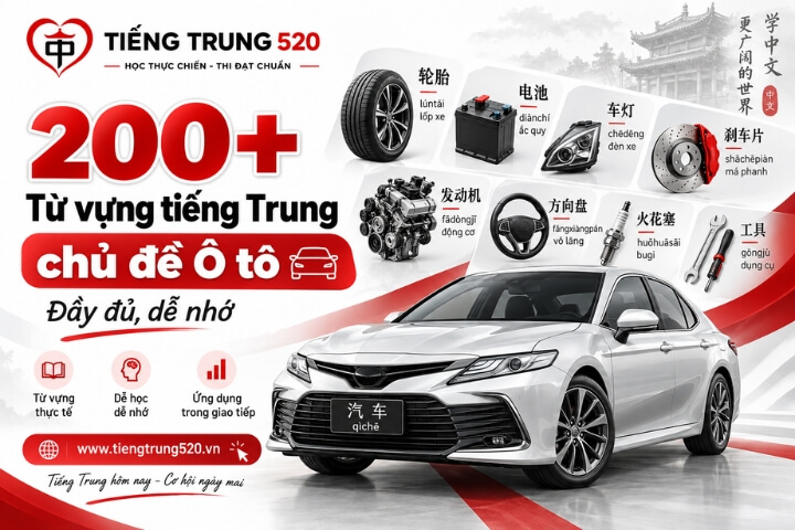 200+ Từ vựng tiếng Trung chủ đề Ô tô đầy đủ, dễ nhớ 1 tu vung tieng trung chu de o to
